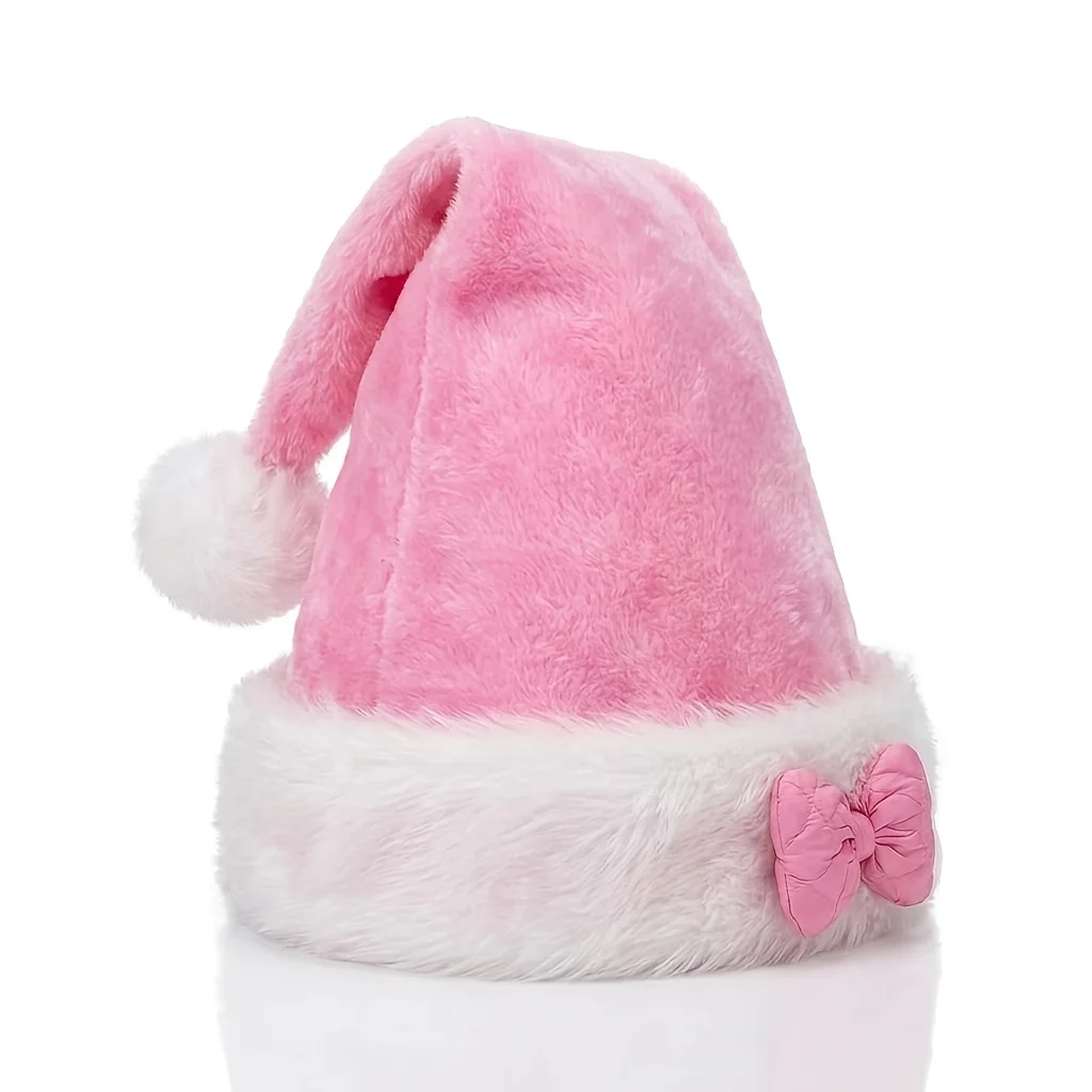Pink Premium Suede Christmas Hat, Perfect for Christmas Outfits, Soft Holiday Party Hat, Ideal Christmas Role-playing Outfit