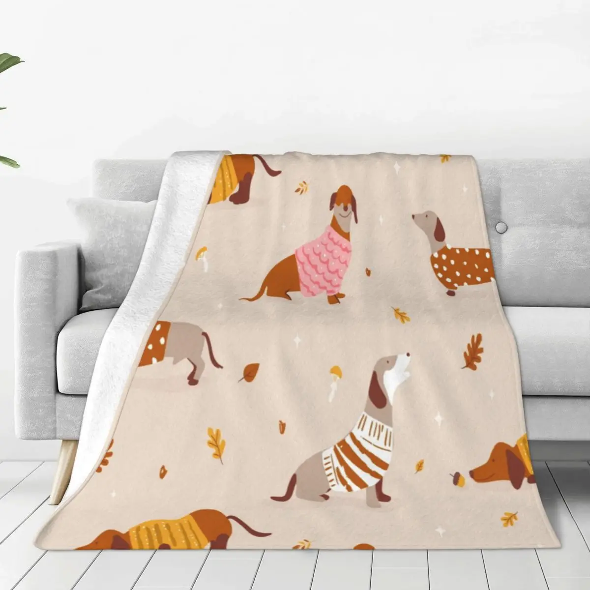 Winter Dachshund Dog Stars Warm Soft Blanket Pet Dog Mom Travelling Throw Blanket Winter Design Flannel Bedspread Sofa Bed Cover