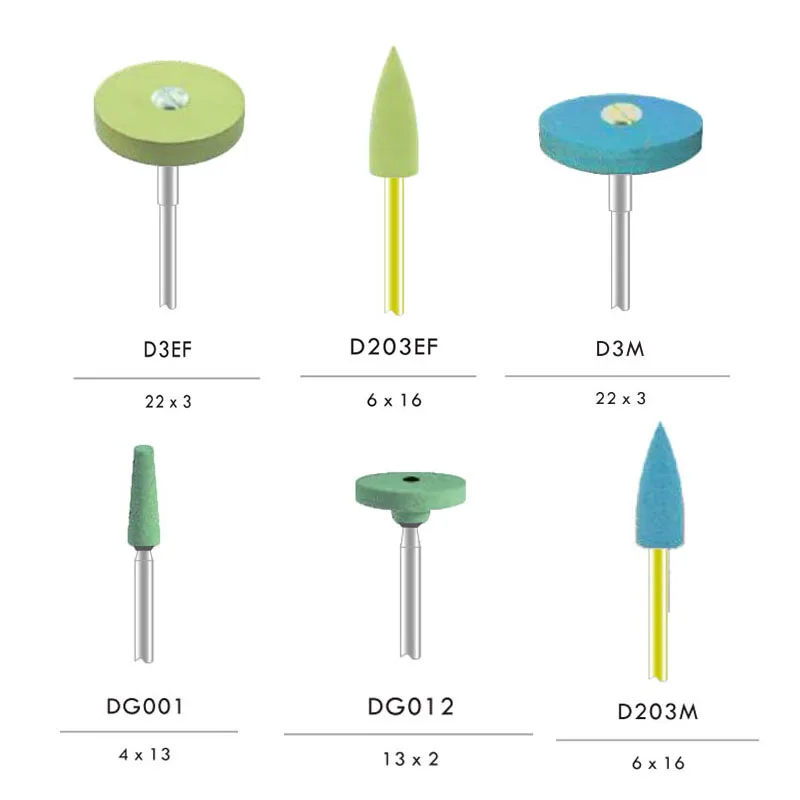 6pcs/Set Dental Lab Burs Zirconia Luster Polishing Kit Drill Bits Laboratory Tool Kits Diamond Stones Polishers