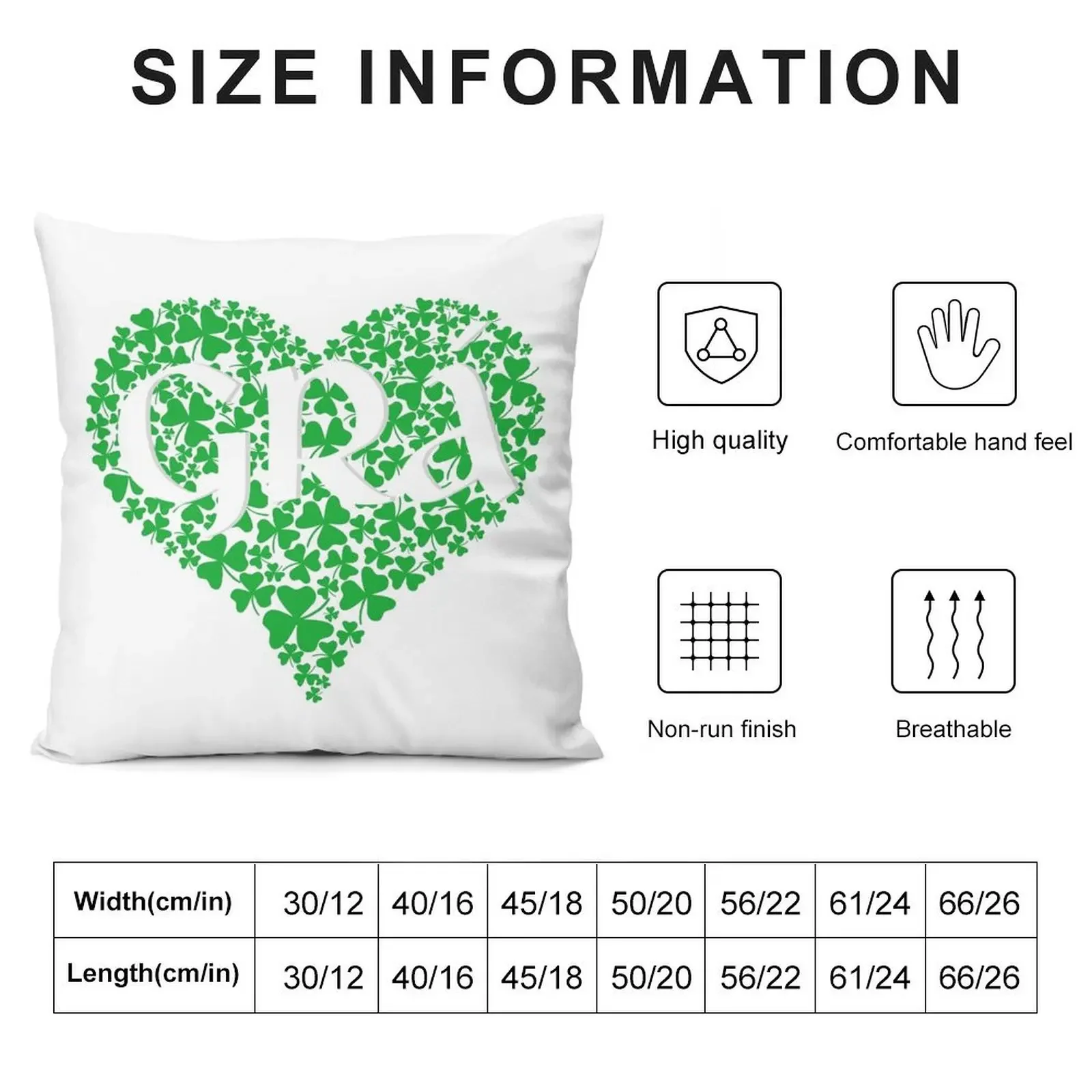 Grá Irish Shamrock Love, Irish Language, Irish Pride, Romantic Saying, Phrase Throw Pillow Sofa Cushions Covers For Sofas pillow