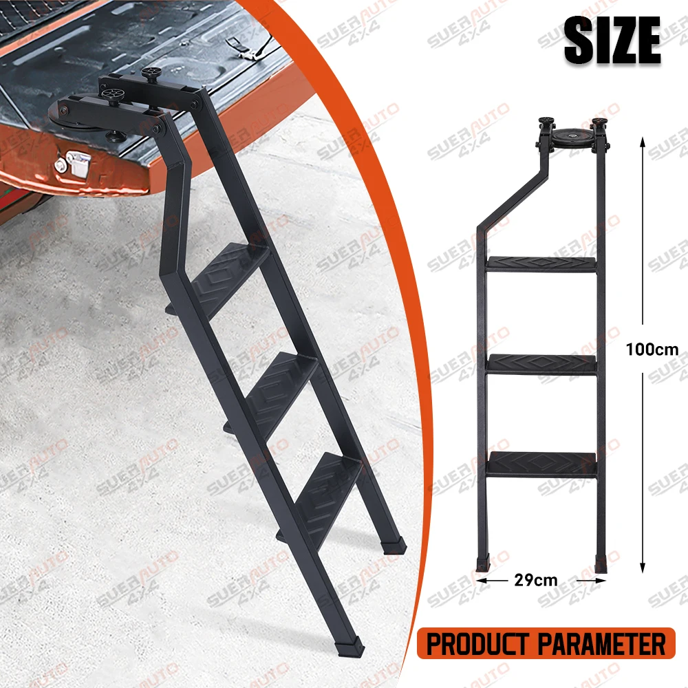 Tailgate Ladder For Ford Ranger T6 T7 T8 2012-2022 Wildtrak XL XLT Foldable 360° Swivel Truck Bed Access Ladder Pickup Rear Step