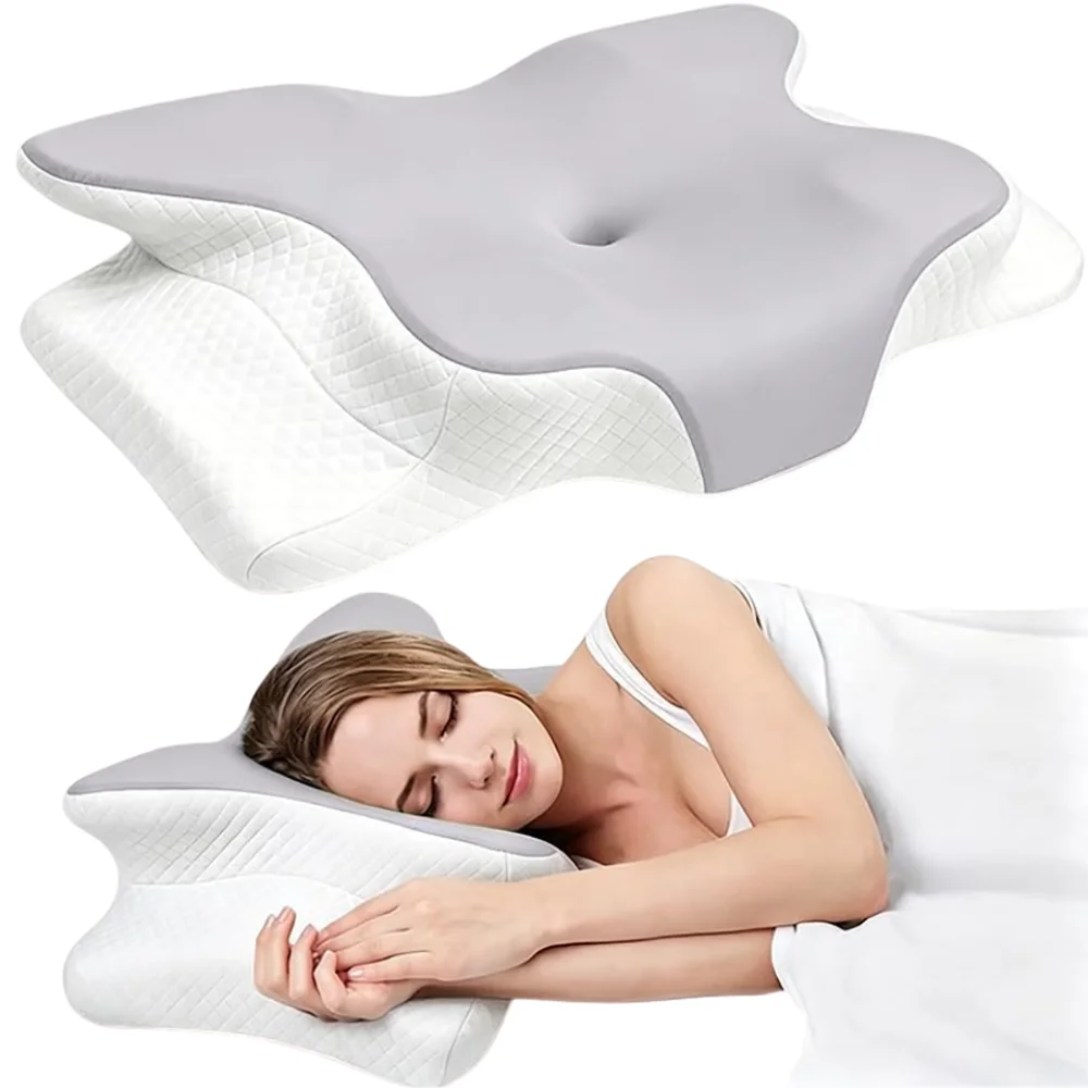 Cervical Neck Pillow, Memory Foam Pillows for Neck & Shoulder 2 Heights Ergonomic Pillow Neck Support Pillow Adjustable Cervical
