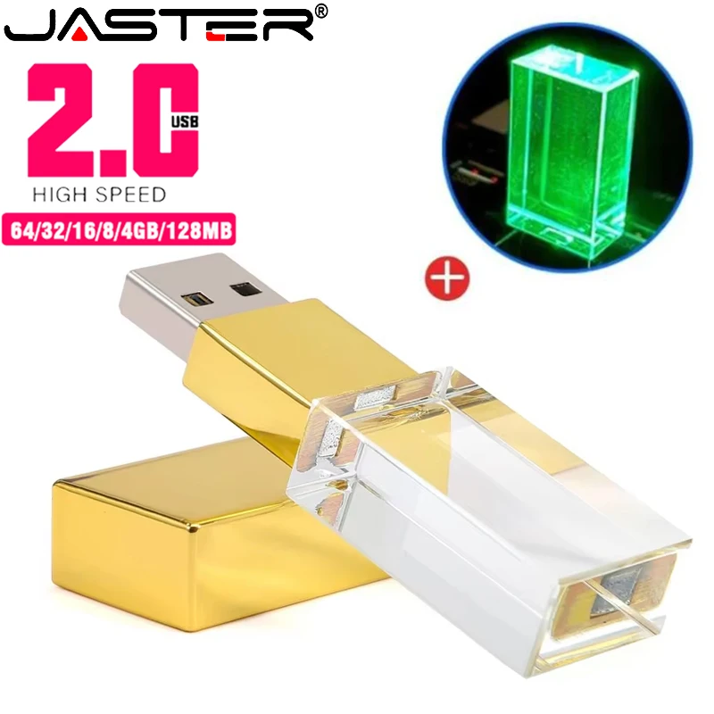 

Luminous USB Flash Drive 128GB LED Light Fashion Crystal Memory Stick 64GB Colorful LED Pendrive 32GB 100%Real Capacity PenDrive