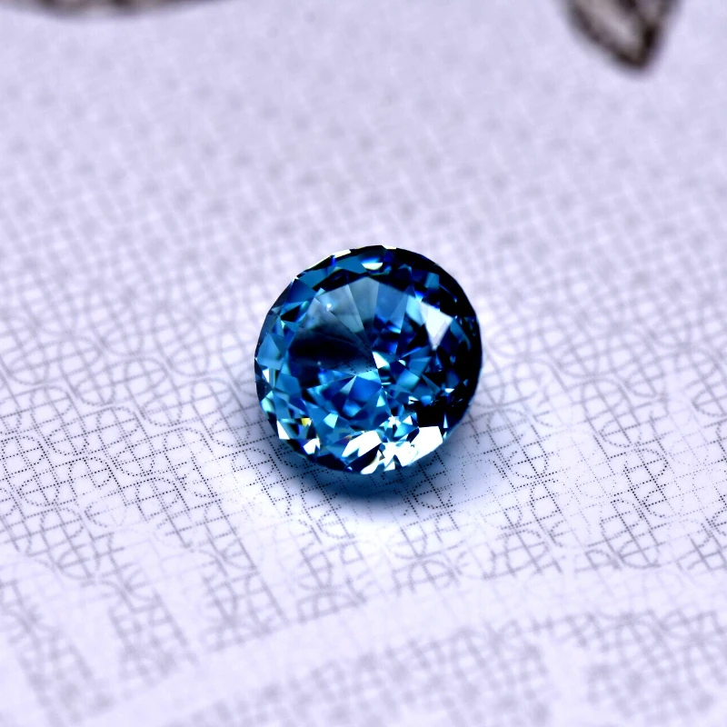 Synthetischer Edelstein, Top Crushed Ice Cut, Kubischer Zirkonia, Runde Form, Aquamarin-Farbe, 4K-Schliff, 5A+ Qualität, für DIY-Schmuckherstellung – Detail 4