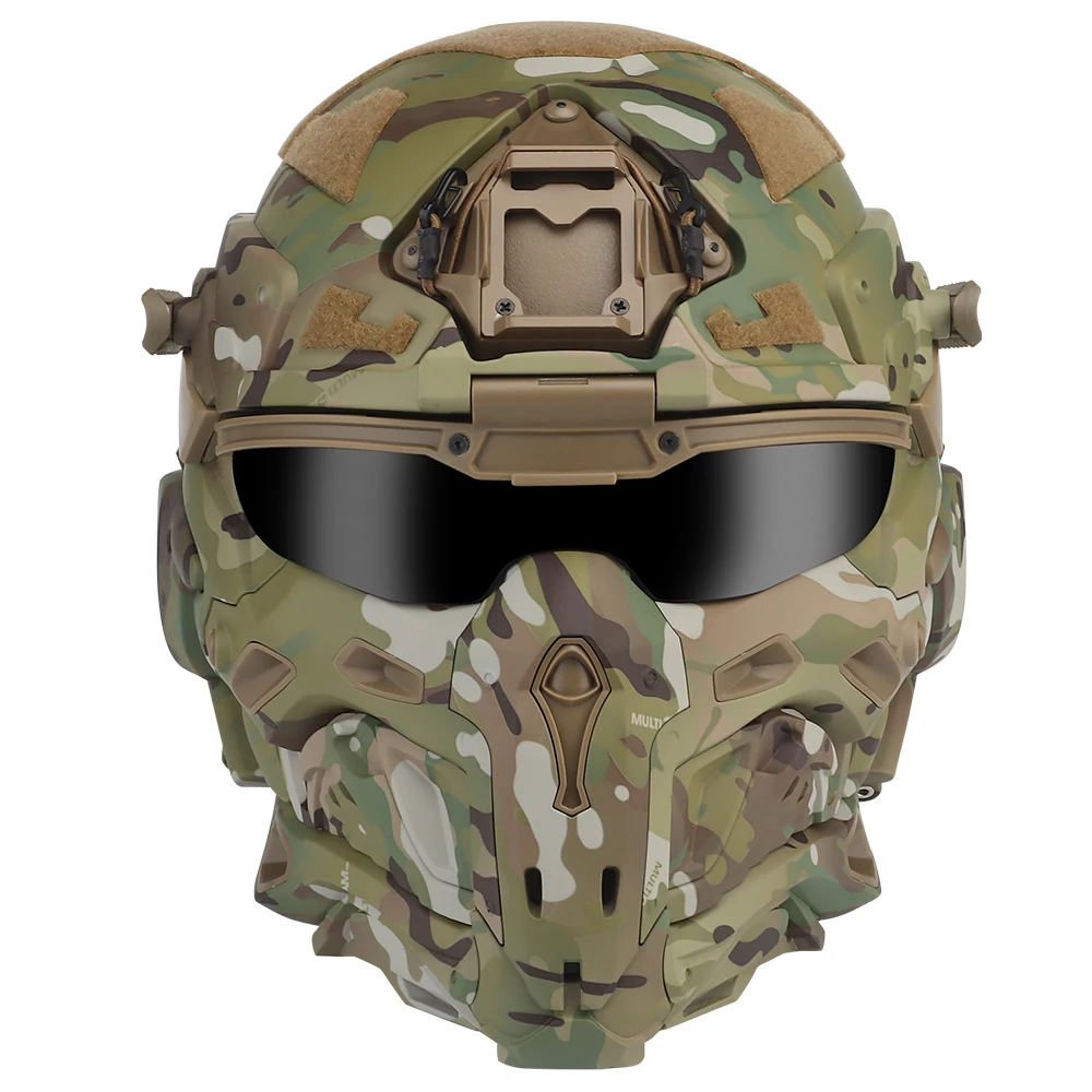 Tactical Airsoft Helmet Built-in Headset Anti-fog Fan Assault Helmet Removable Mask Paintball Airsoft Equipment Protect Helmet