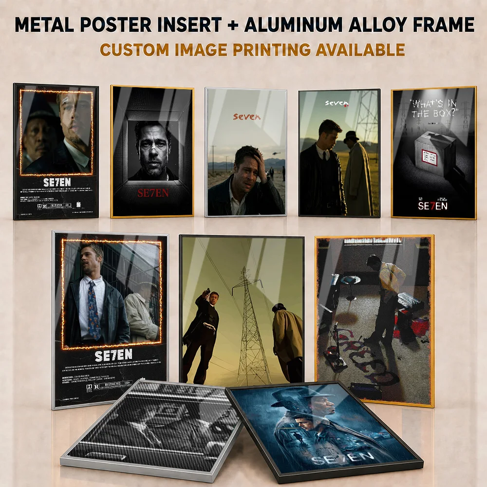 Seven ／ Se7en Framed Metal Print Customized Minimalist Urban Drama Illustration Wall Art For Living Room And Thriller Fan Gift
