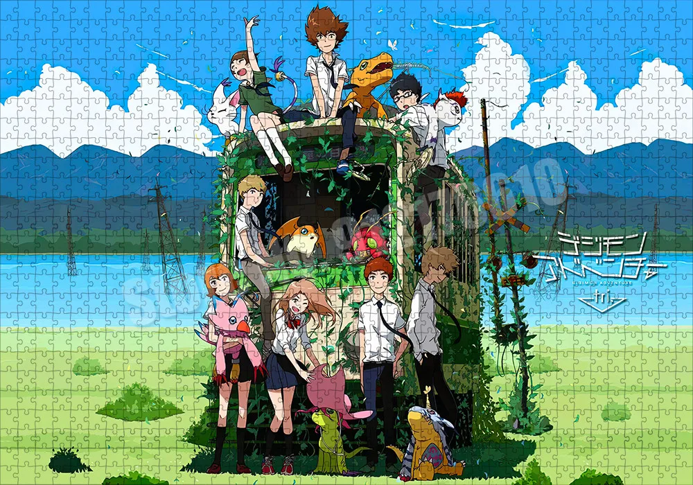 Digimon Characters and Partner Puzzles for Adults 300/500/1000 Pieces Digital Monster Jigsaw Puzzle Diy Game Toys Kids Gifts