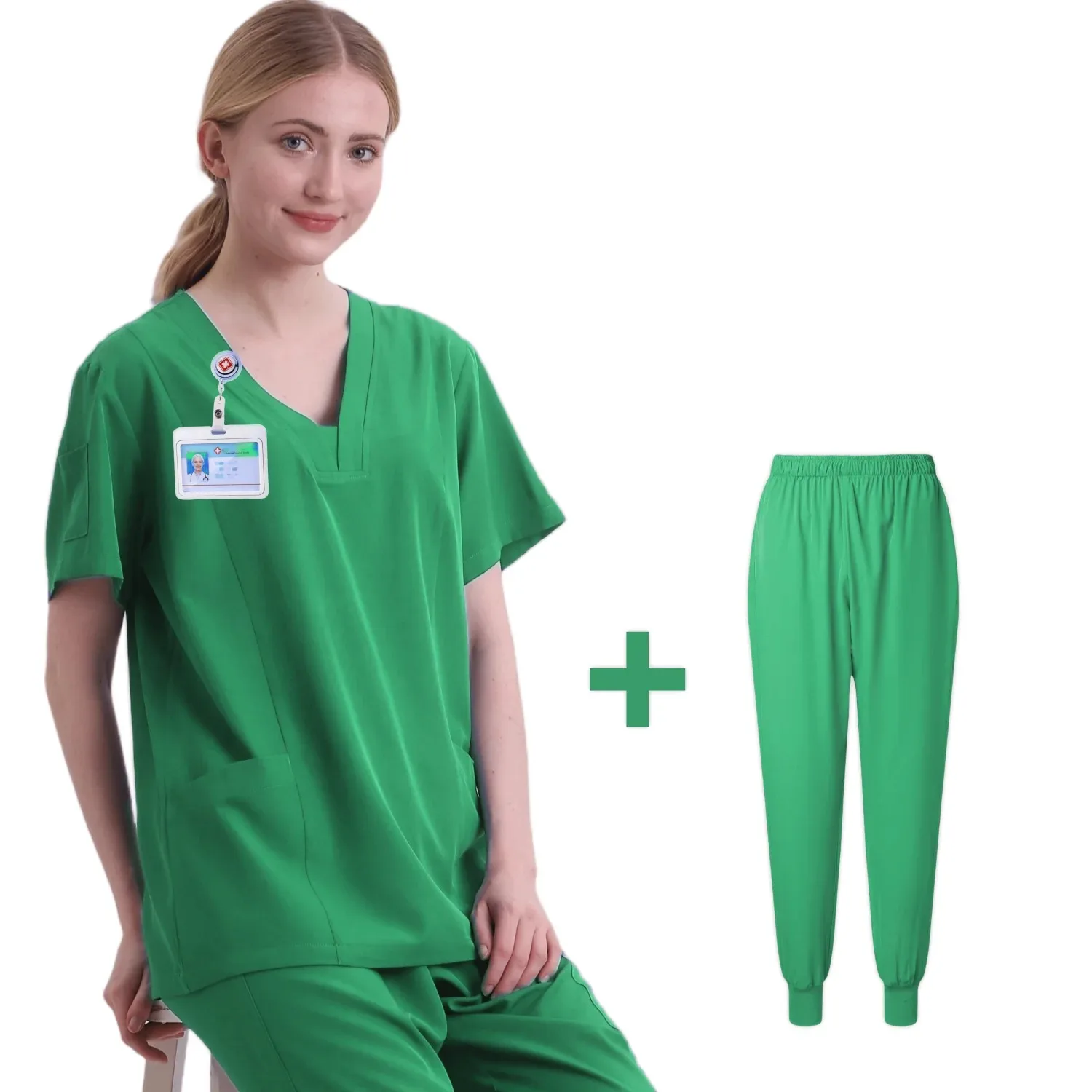 

Short Sleeved Spa Uniform Women Hospital Nursing Uniform Multicolor Stretch Fabric Pet Clinic Vet Work Clothes Nurse Accessories