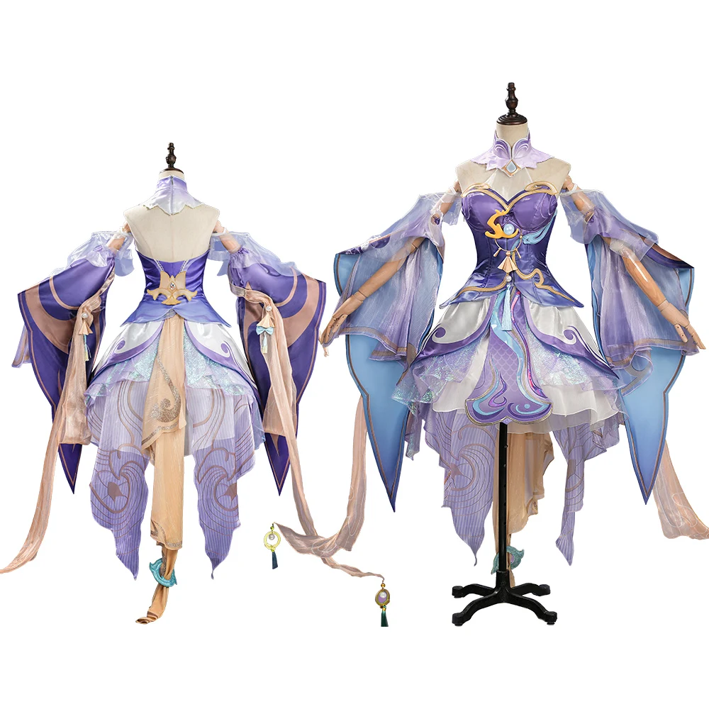 

High Quality Women Honor of Kings Xishi Cosplay Costume Dragon Purple Glow Halloween Christmas Outfit