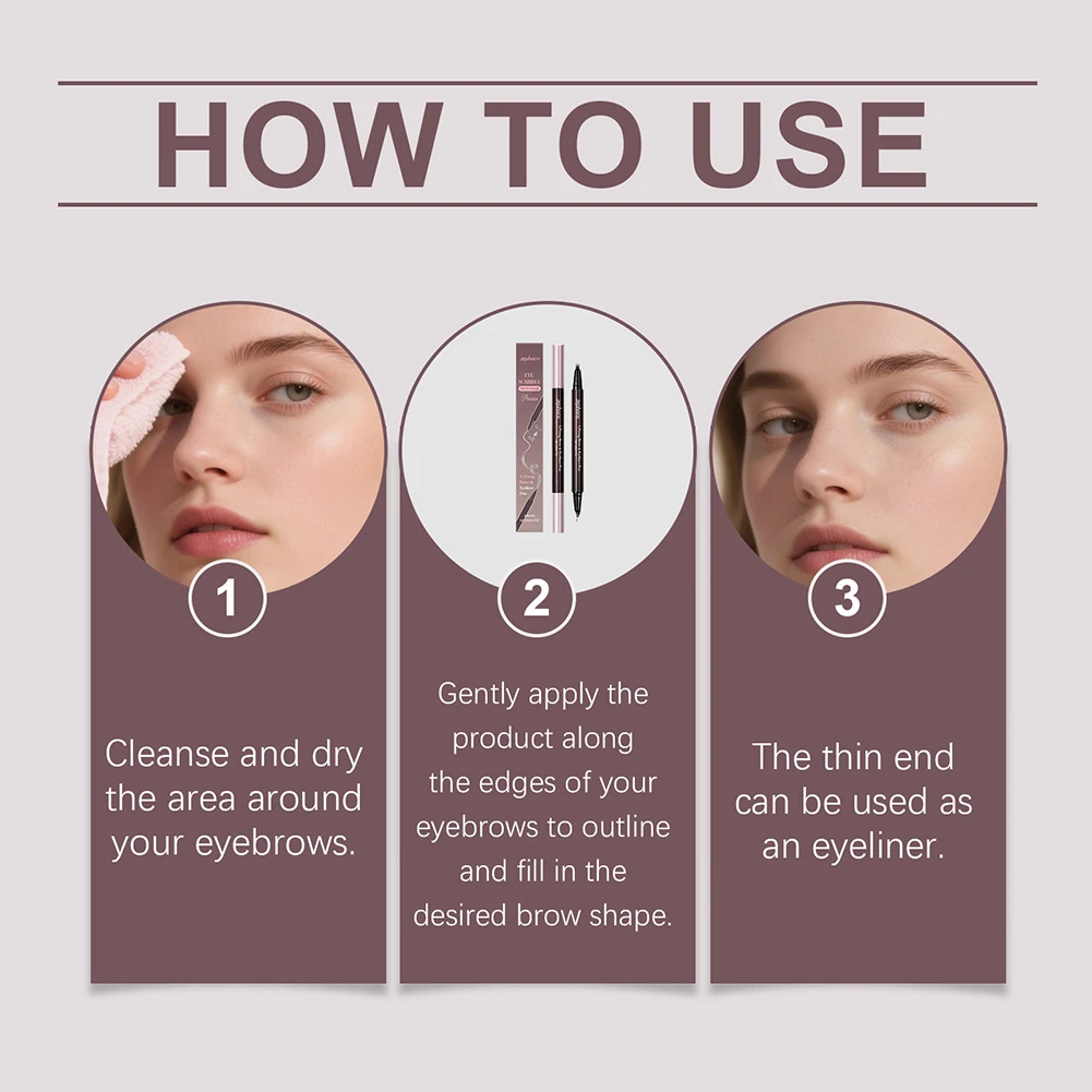 قلم حواجب 4 Fork Microblading، قلم حواجب 2 في 1 مقاوم للماء، مكياج حواجب طبيعي يدوم طويلاً #4