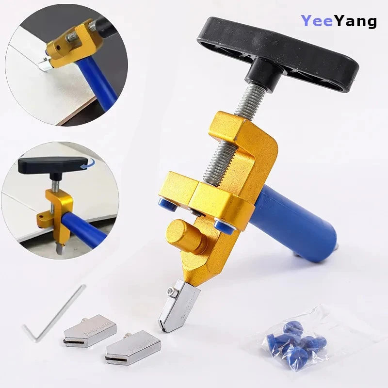 2in1ガラス・セラミックタイルカッター、ナイフホイール付き手動タイル・ガラス切断機、切断ツールキット、オープナー、ブレーカー