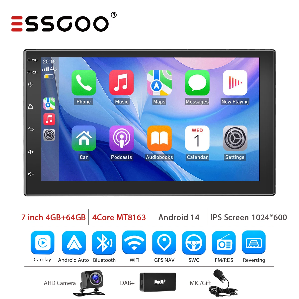 ESSGOO 7 9 10 inch Universele CarPlay Android Auto Autoradio voor VW Fiat Renault Nissan Hyundai GPS Multimedia Autoradio Stereo