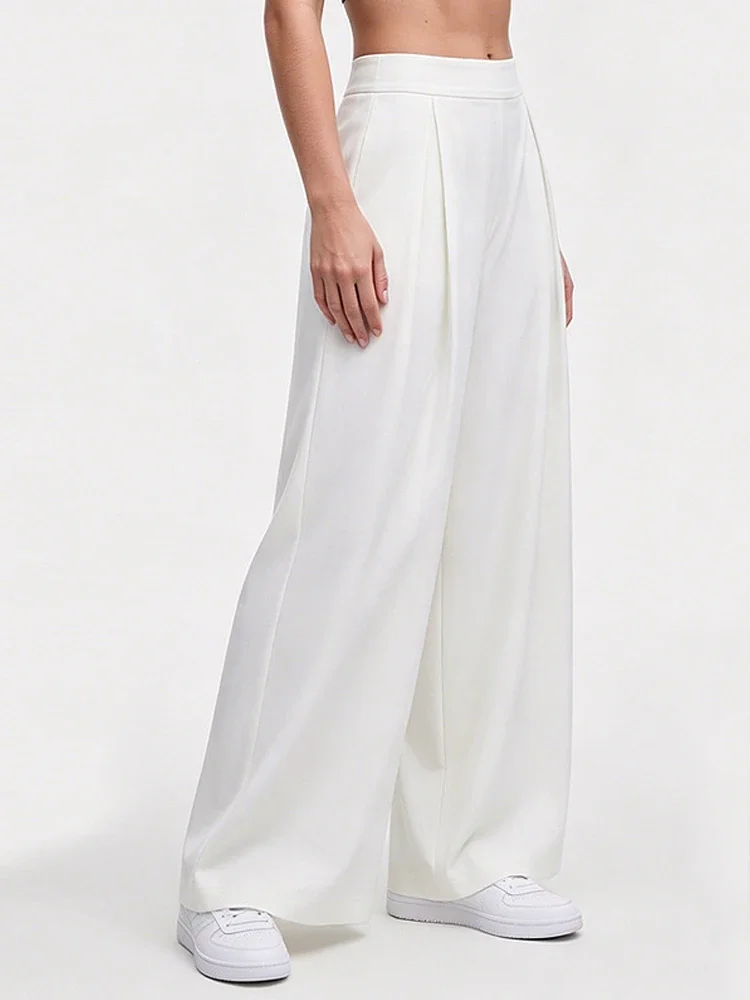 VITALINOVO Lightweight Wide Leg Pants Women with Pockets Flowy High Waist Front Pleat Loose Casual Lounge Travel Work Sweatpants