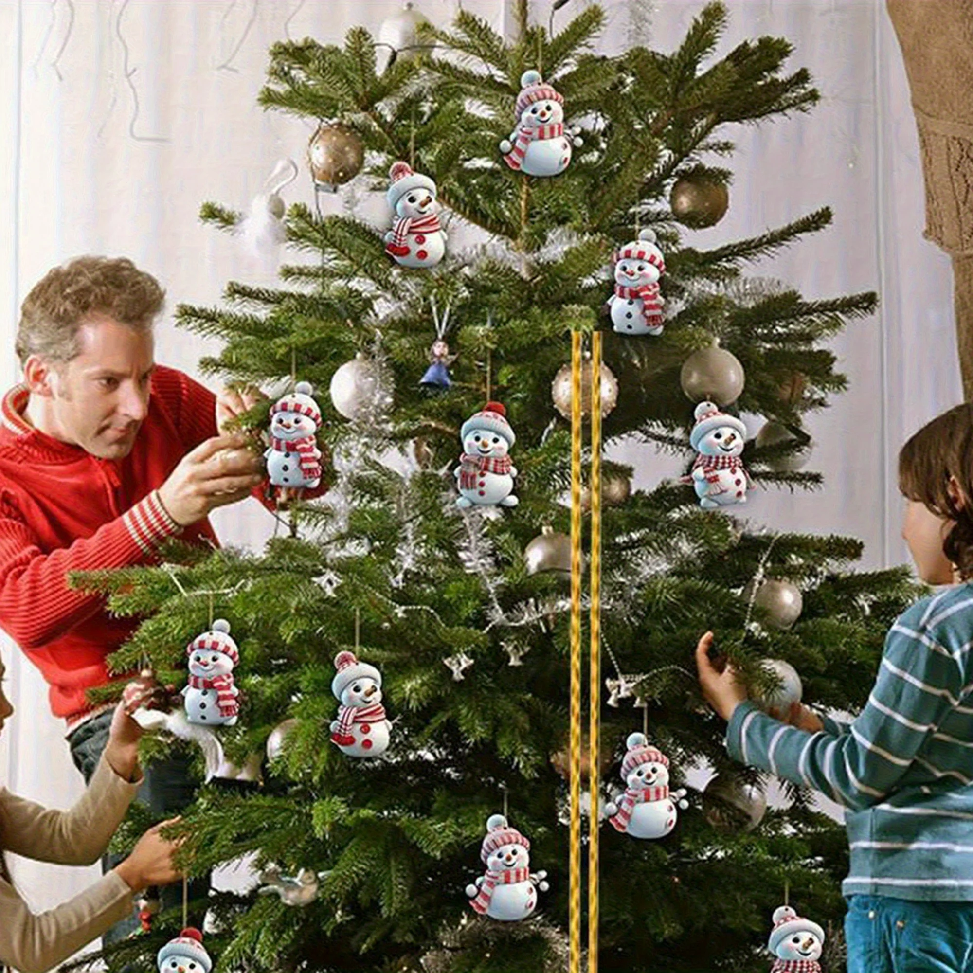 10 Stück/5 Stück Weihnachts-Autospiegel-Ornamente - Schneemann Acryl-Hängedekorationen für Baum, Weihnachtsdekoration – Detail 4