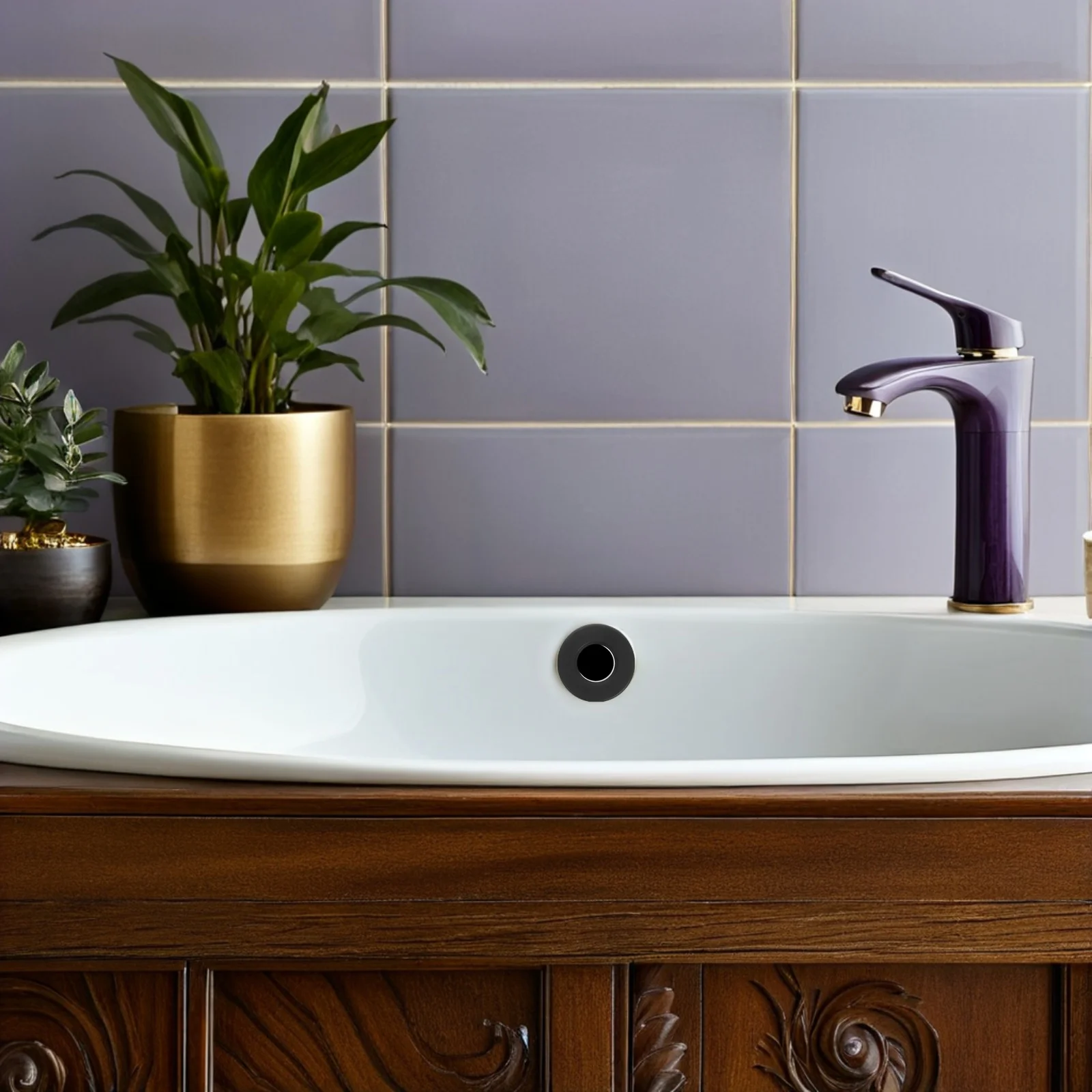 

2pcs Sink Overflow Trim Ring: Round Overflow Drain Cover For Bathroom Kitchen Washbasin Prevents Clogging Water Damage Basin