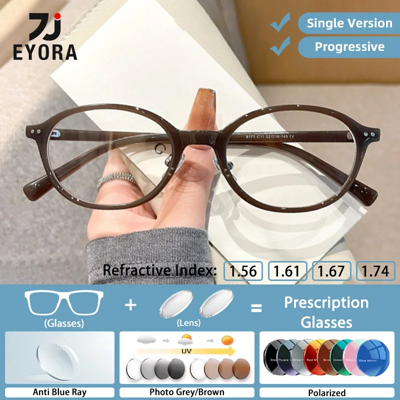 

EYORA Vintage Skinny Face Oval TR90 Reading Glasses Myopia Eyewear Hyperopia Anti Blue Ray Progressive Photochromic Eyewear Lens