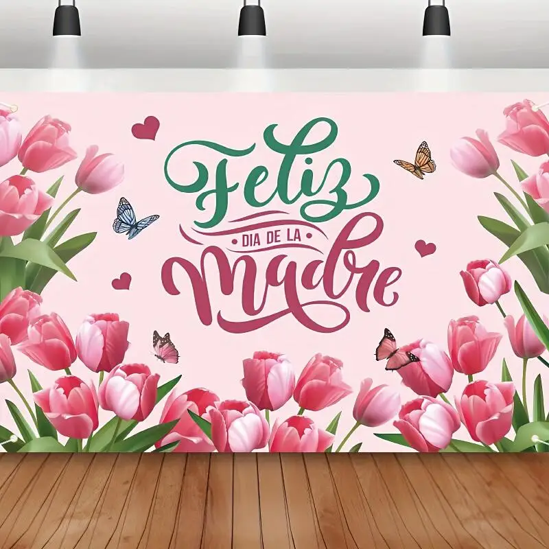 1set Polyester Spanisch Glückliche Mutter Tag Thema Tulpe Blumen Danke Mutter Tag Frauen Geburtstag Fotografie Hintergrund Dekor Versorgung