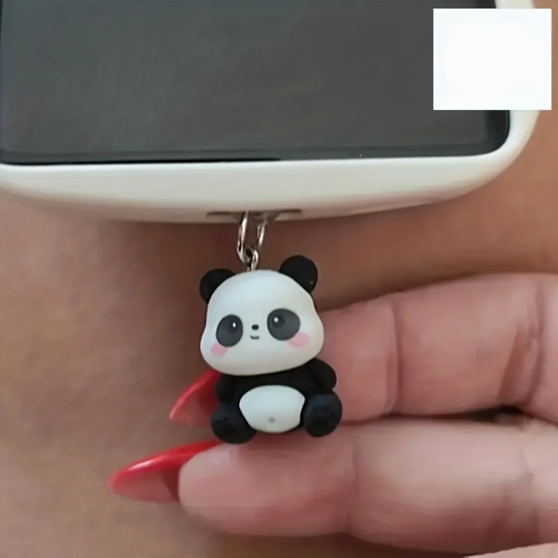 Fashion Mini Panda Phone Dust Plug Pendant Suitable for iPhone for Type-C For Android Interface Dust Plug Accessory Decoration