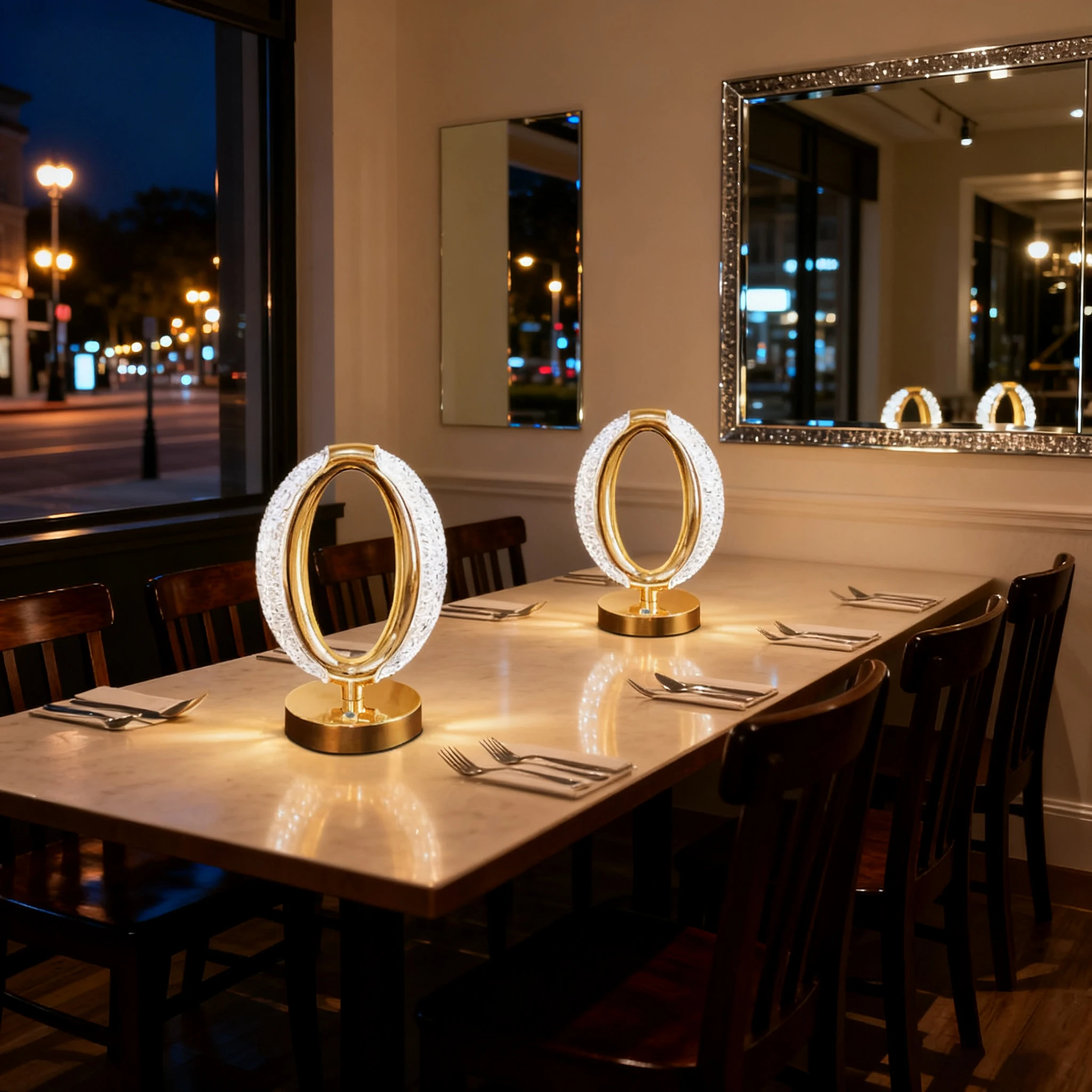 La lámpara de mesa decorativa LED de lujo con luz de cristal brillante, una luz nocturna portátil moderna y creativa, crea una casa cálida