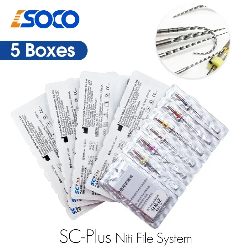 

SOCO PLUS 5 Boxes Root Canal File Activated Rotary Dentist Tools Endodontic Material Super-Strong Cutting Force, Anti-Fatigue