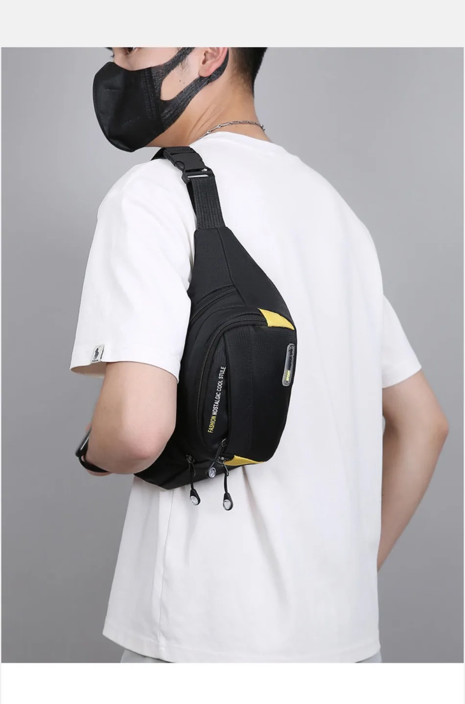 Multifunktionale Outdoor-Sport-Hüfttasche für Herren, große Kapazität, mehrschichtige Umhängetasche, verdickte modische Brusttasche – Detail 6