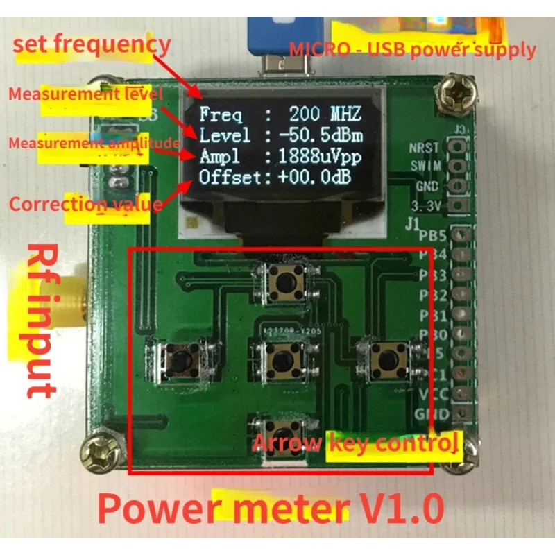 RF power meter Power meter 0-500Mhz -80-10 dBm The RF power attenuation value can be set