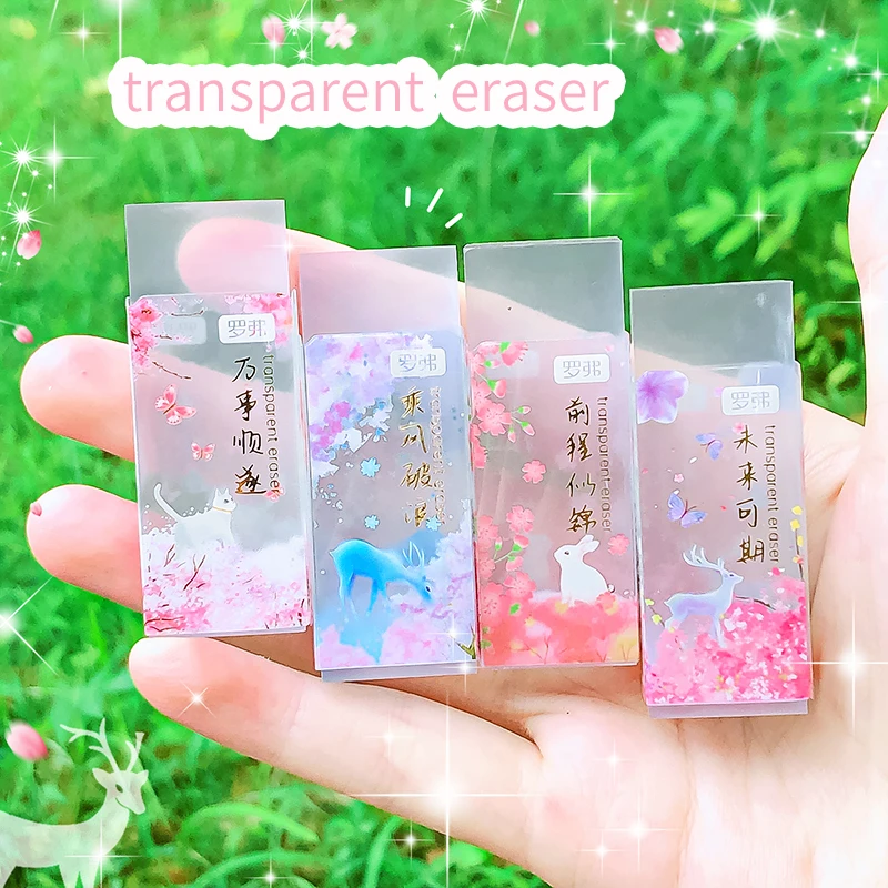 Kawaii Aesthetic stationery items School teacher gift Office Supplies classroom back to school flower Rubber transparent erasers