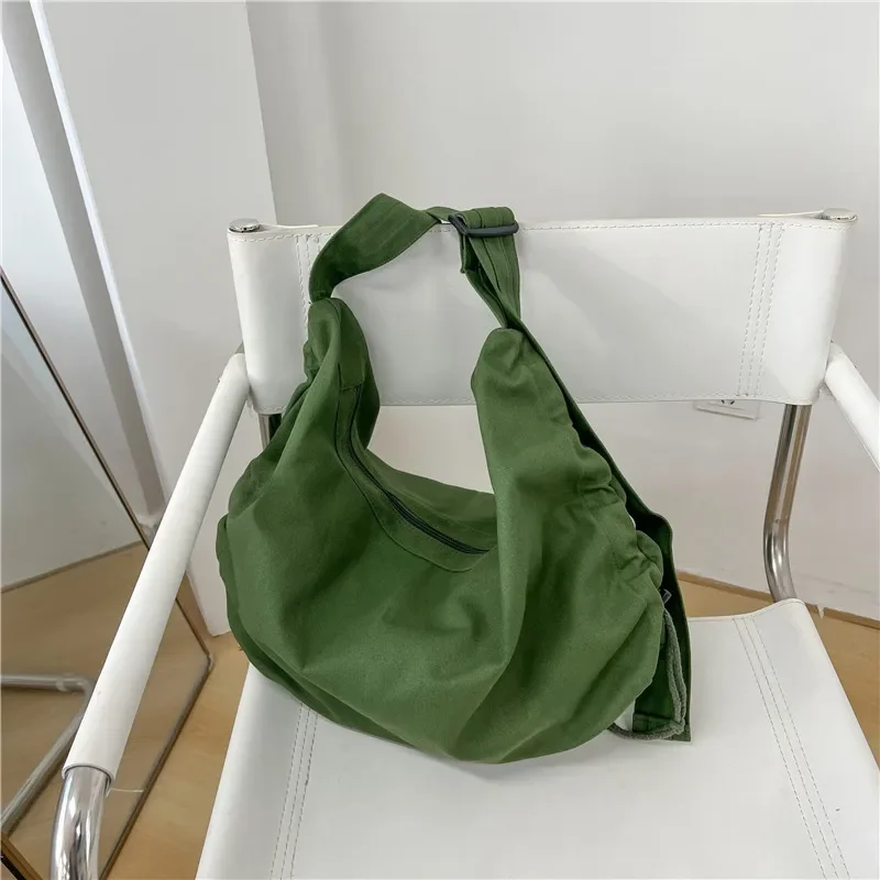 Sewing Thread Splicing Crossbody Bags Solid Casual Canvas 2024 High Quality Bags for Women Dumpling Type Pu Women's Handbags