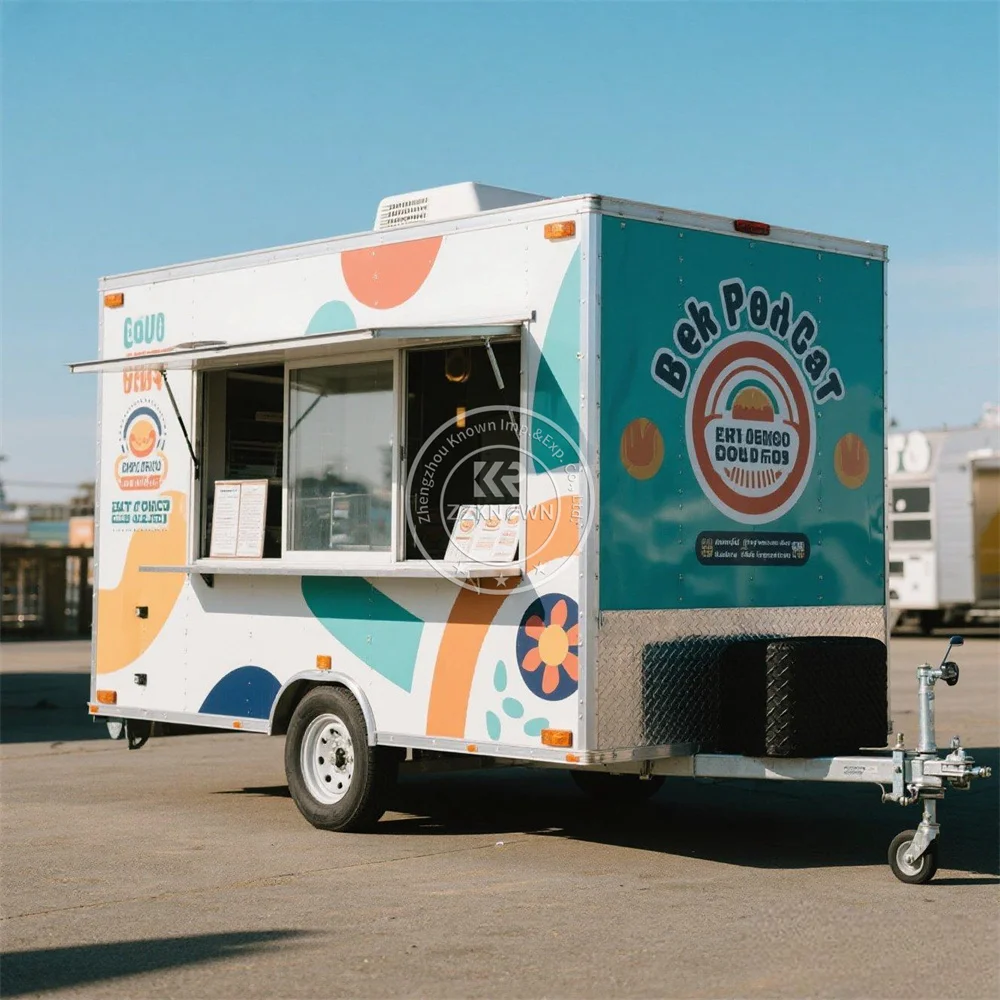 Aangepast formaat Straat Mobiele keuken Pizza Concessie Bar Voedselaanhangwagen Hotdog Pizzakaanhangwagen Koffiekiosk Fastfoodtruck te koop