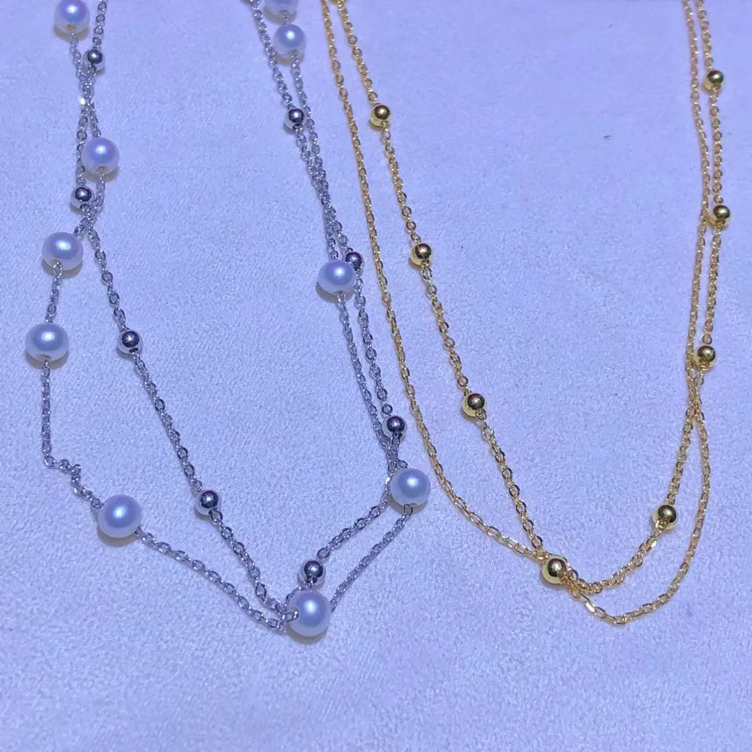 S925 Sterling Silver Necklace Findings Jewelry Base Settings Mountings Parts Mounts for 5-7mm Pearls Stones 5pcs/lot