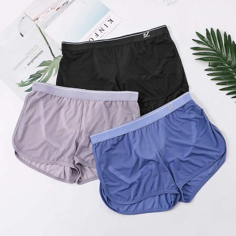 Sexy underwear men boxers hombre summer ice silk cueca Air vent Pajamas sleeping pants sports fitness bragas sexys men\'s shorts