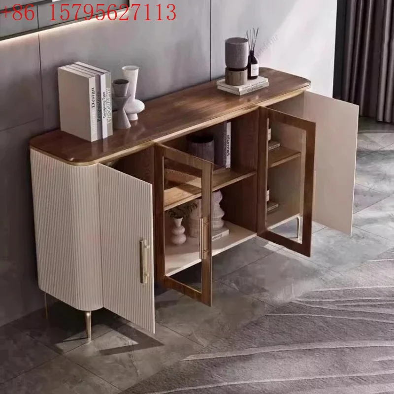 

High-end light luxury solid wood dining side cabinet, modern entrance cabinet, living room medieval locker FT
