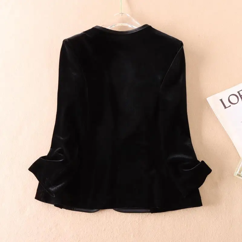 Slim Elegant V Neck Beading Women Button Moda Tassel Casual Coat New Chinese Style Velvet Temperament Mujer