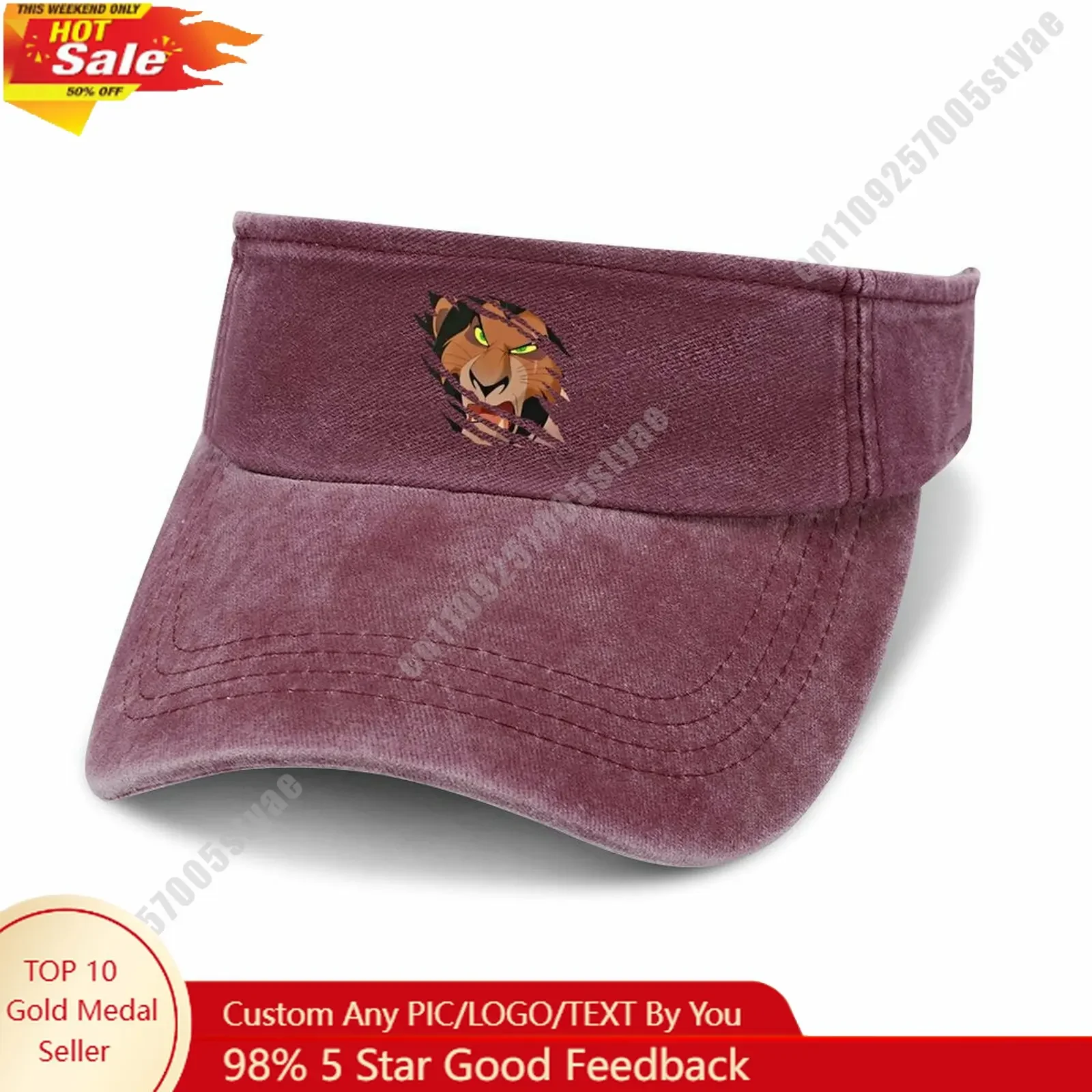

Scar Open Top Hat Disney Cartoon Custom Design Your Photos Logo Text Fashionable Item Perfect Holiday Gift Denim Hat