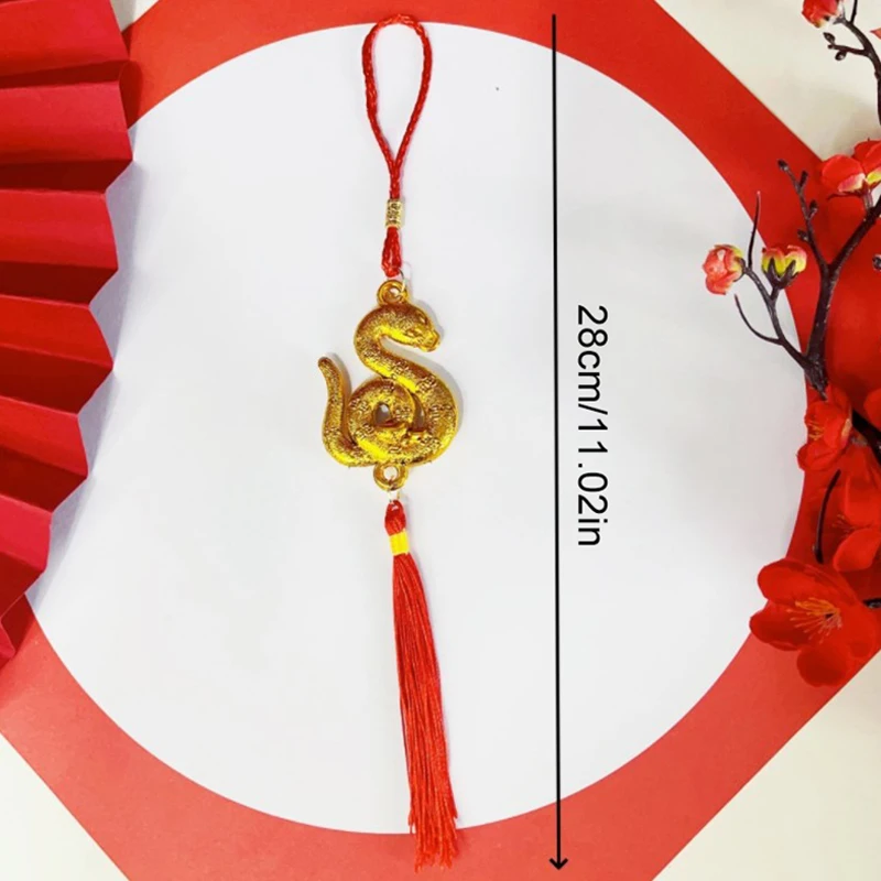 1Pc 2025 Year Of The Snake Gold-Plated Plastic Zodiac Snake Pendant Lucky Mascot New Year Home Car Hanging Ornaments