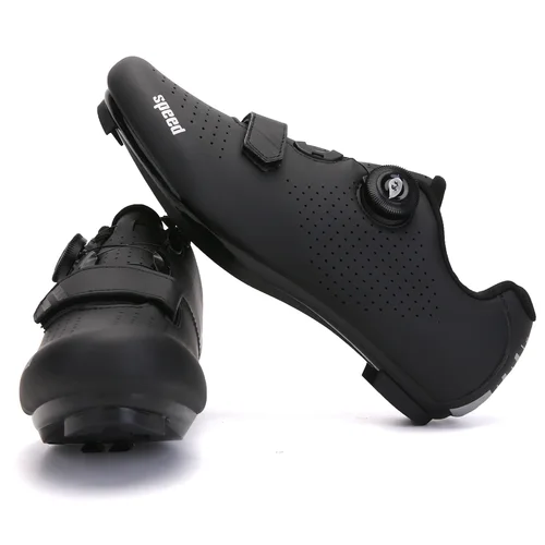 Imagen 2 del producto Zapatillas de deporte profesionales para hombre, zapatos de ciclismo ultraligeros con doble hebillas, zapatos luminosos para bicicleta de montaña y carretera, zapatos con tacos para bicicleta con bloqueo automático