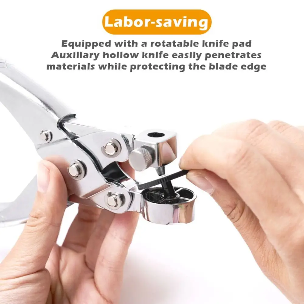 Penembus Lubang Kulit Baja Karbon Portabel, Penembus Lubang Bundar Manual untuk Sabuk, Penembus Lubang Tujuh Lubang, Alat Kerajinan