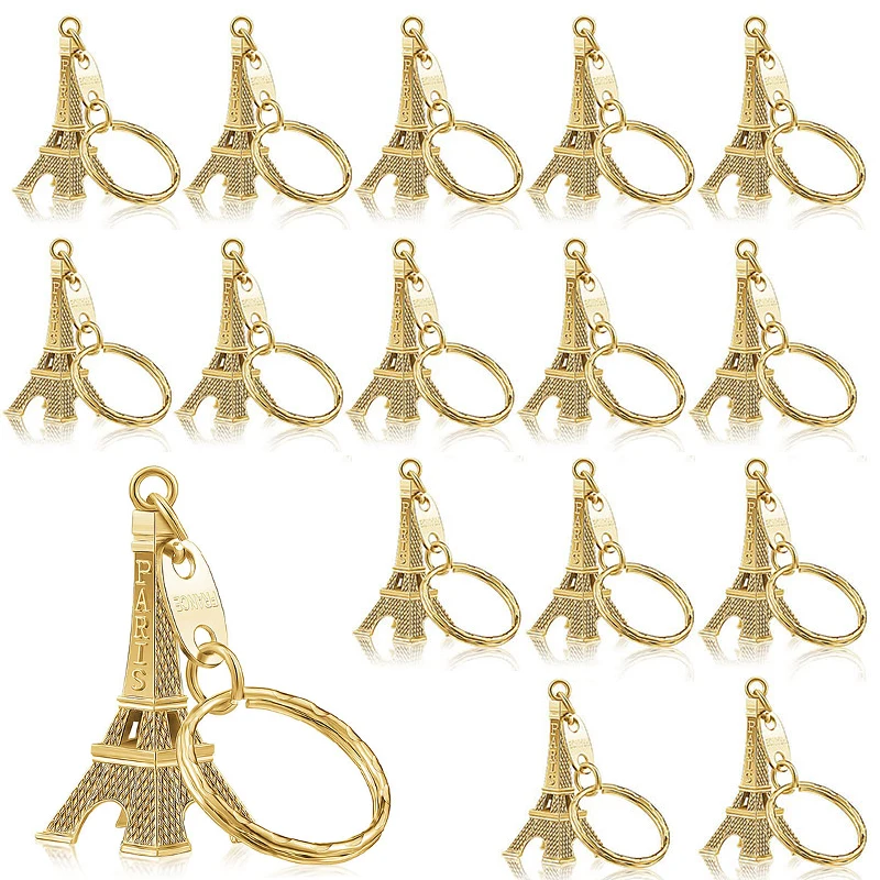 

20Pcs 3Colors Eiffel Tower Key Chain Key Ring Car Motorcycle Keychain Height Metal Creative Model Keyring For Christmas Gift