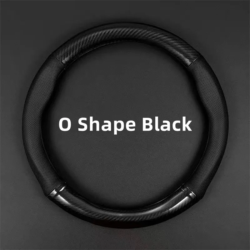 D Type Leather Universal Car Steering Wheel Cover Breathable Anti Slip Car Decoration 37-38cm Steering Wheel Cover Accessories
