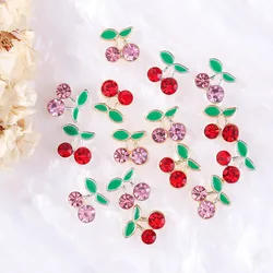 3D Cherry Rhinestones Nails Figures Japanese Decoration Metal Fruit Cherry Charms Gems Manicure Diy Jewelry Nail Art Accessories