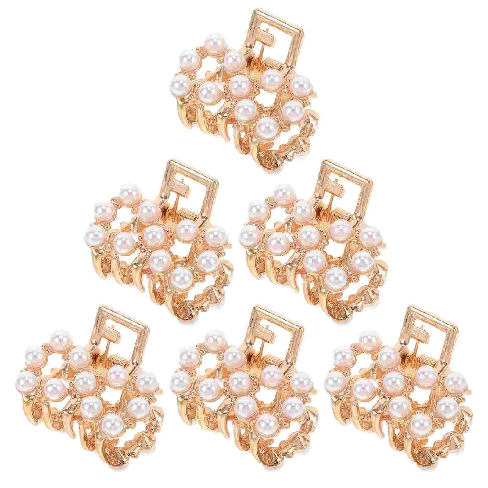 

6 Pcs Pearl Small Jaw Clip Lightweight Hair Clips Evening Mini for Women Handbag Claw Clasps Girls Alloy Fake Accessories