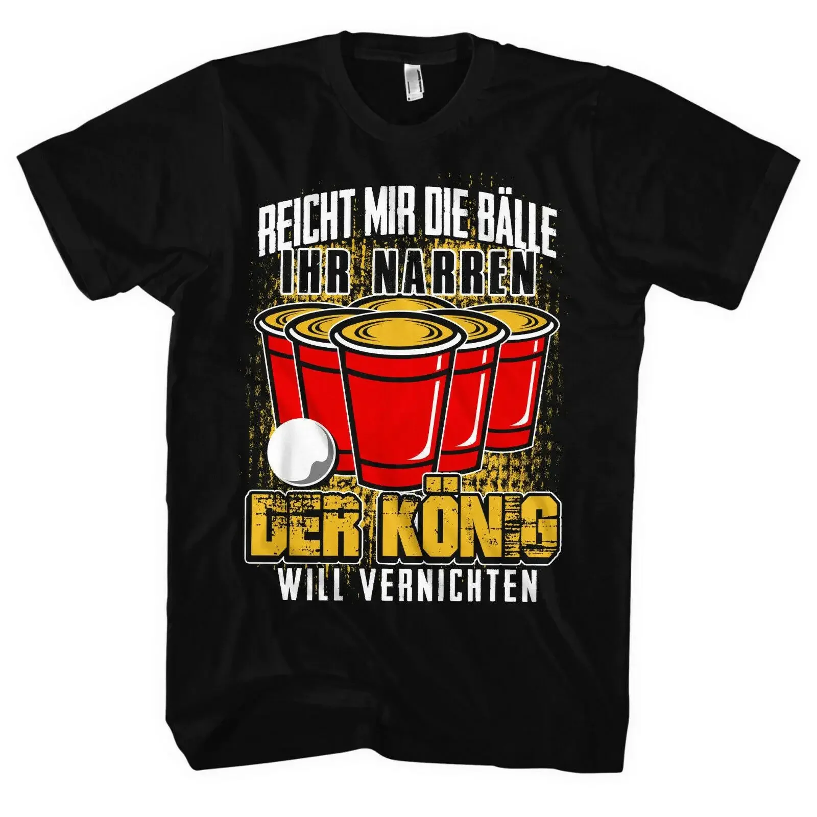 Camiseta Bier Pong König para hombre, camiseta vintage lavada de diseñador para fiestas divertidas de Beer Pong y fiestas de la cerveza