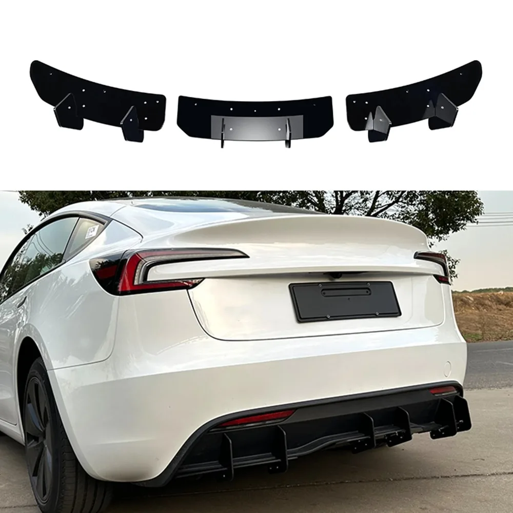 Car Rear Bumper Spoiler Lips for Tesla Model 3 2023 2024 2025 2026  Lower Shovel Skirt Diffuser Splitter Board Accessories