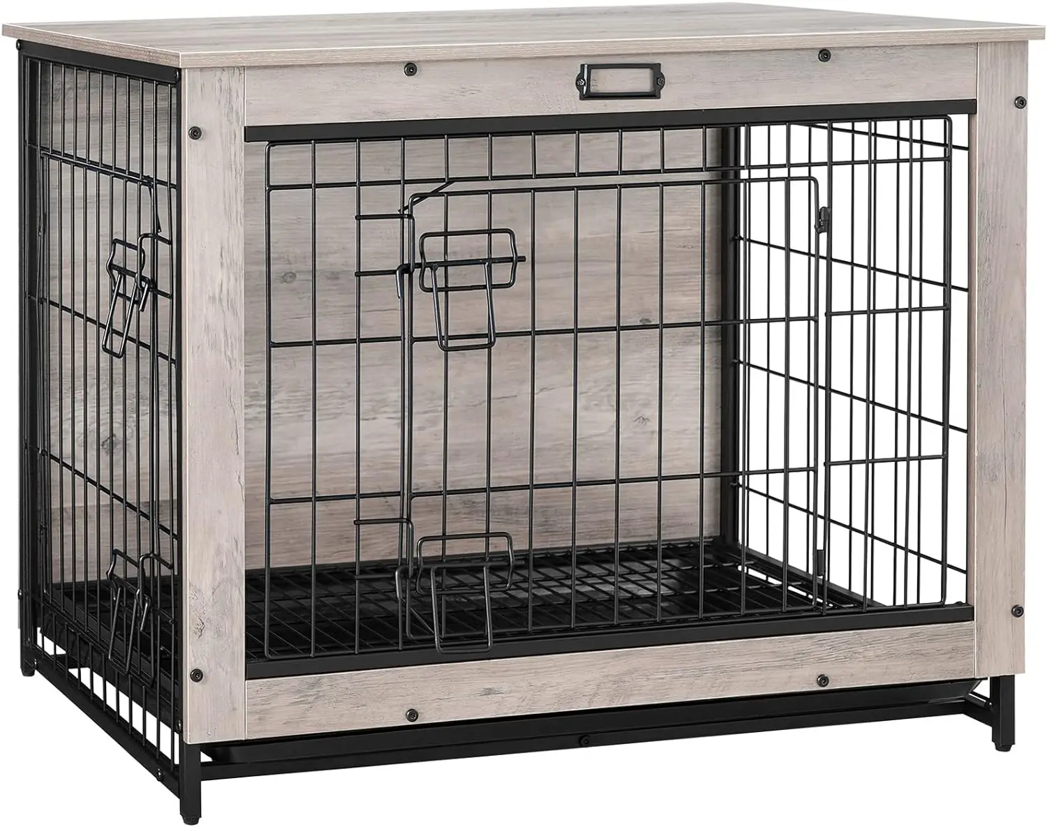 

Dog Crate Furniture, Dog Kennel Indoor, Wooden Pet Furniture with Pull-Out Tray, Home and Indoor Use, Double Doors Modern Side E