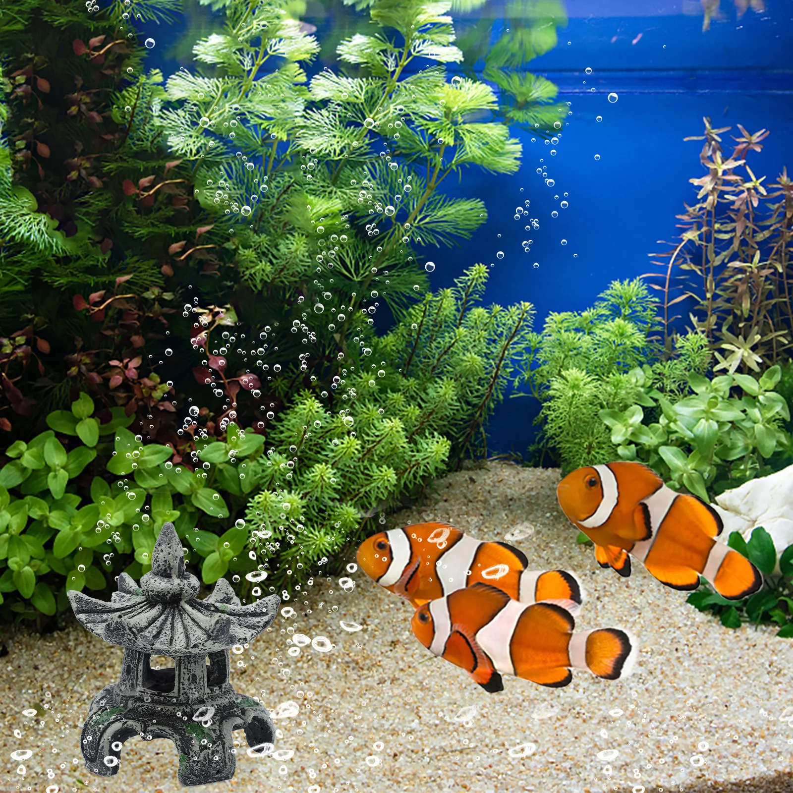 

1Pcs Chinese Style Bonsai Aquarium Decor Resin Simulation Mountain Fish Tank Landscaping Ornament Realistic Pavilion Design