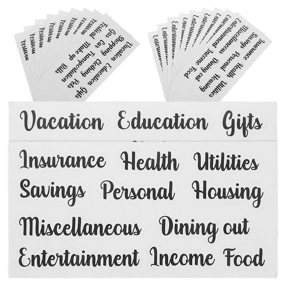 

12Sets PVC Budget Sticker Multi-Function Self-Adhesive Cash Envelope Labels Daily Use Portable Budget Label Home Label Sticker