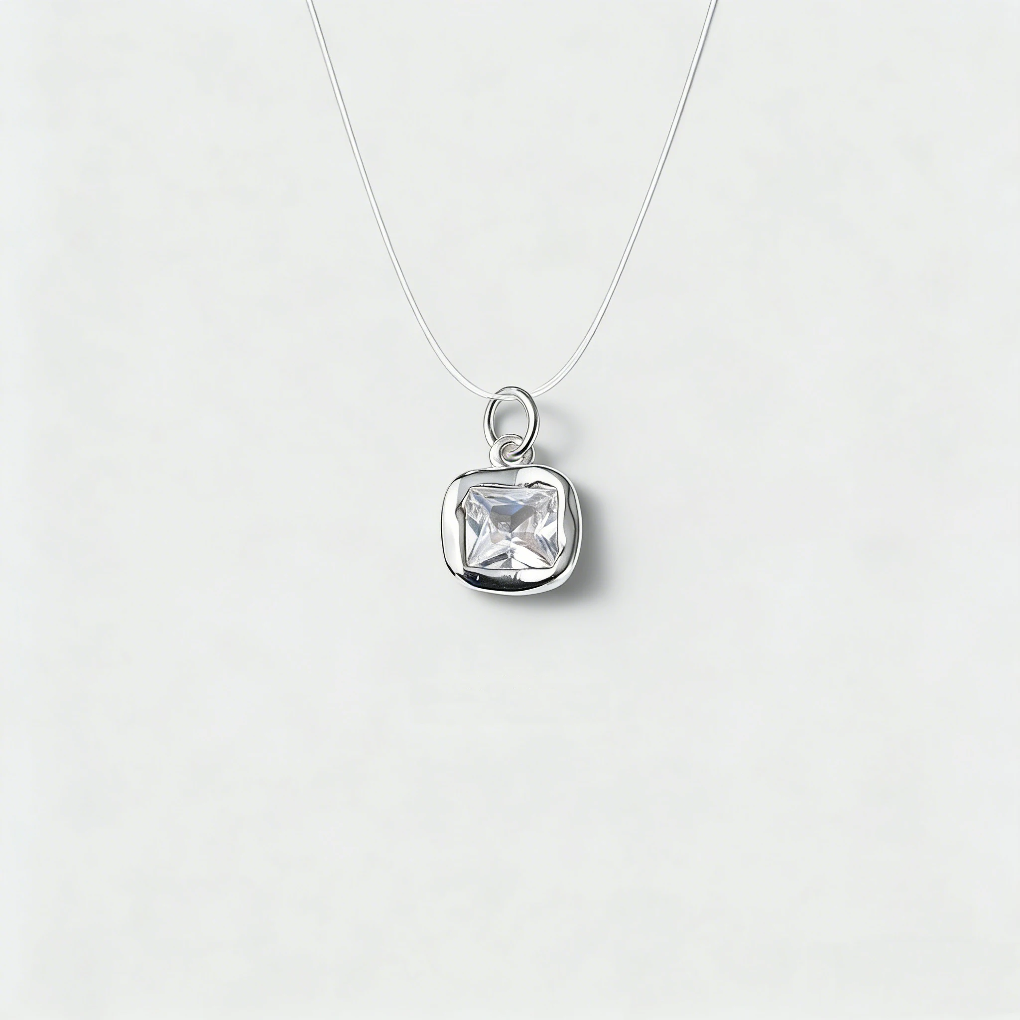 Zircon Square Charms 925 Silver Charms Pendant Necklace Accessries Jewelry DIY