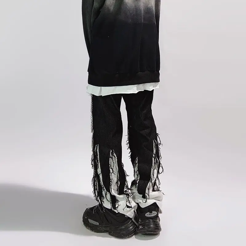 American Hip Hop High Street Jeans Men's and Women's Fashion Brand Loose Large Leg Punk Style Straight Black Pants