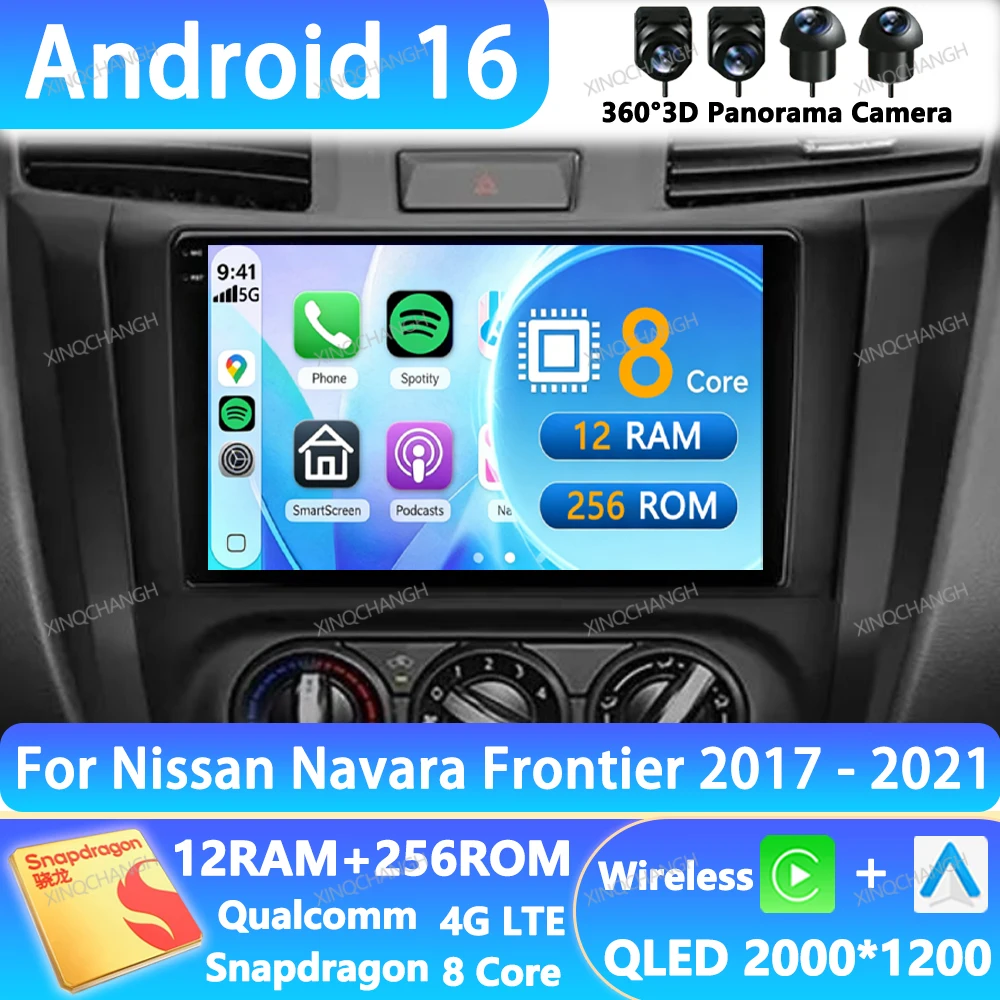 Android 16 Car Radio For Nissan NAVARA Frontier NP300 2011 - 2018 Qualcomm 4G LTE 5G WIFI Head Unit 2DIN BT GPS QLED Navigation