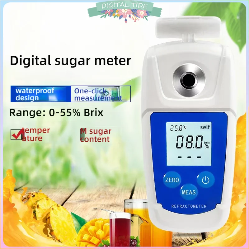 High Precision 0-55% Digital Brix Refractometer Brix Meter Automatic Temperature Compensation Refractive Index Sugar Content Tes